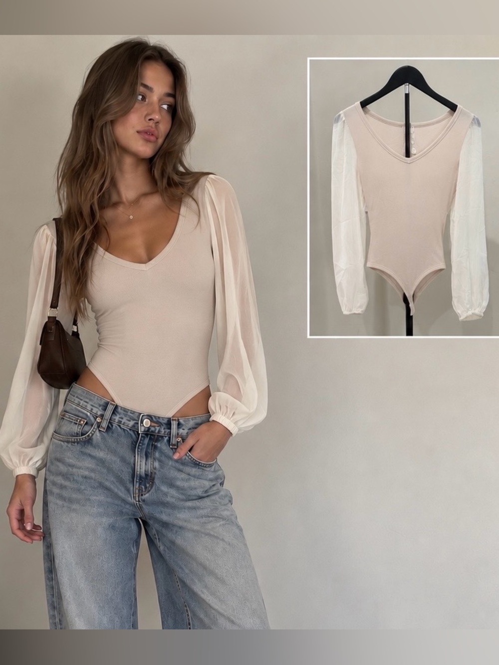 Sadie & Sage Sheer Sleeve Ribbed Bodysuit – Romantic Coquette